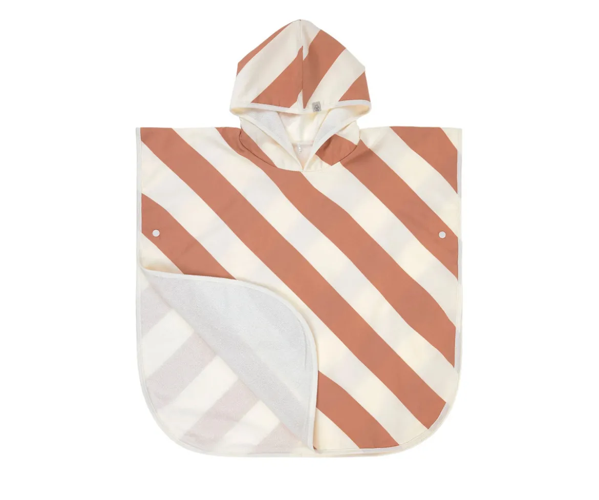 Poncho Baño Stripes Clay Sea Salt