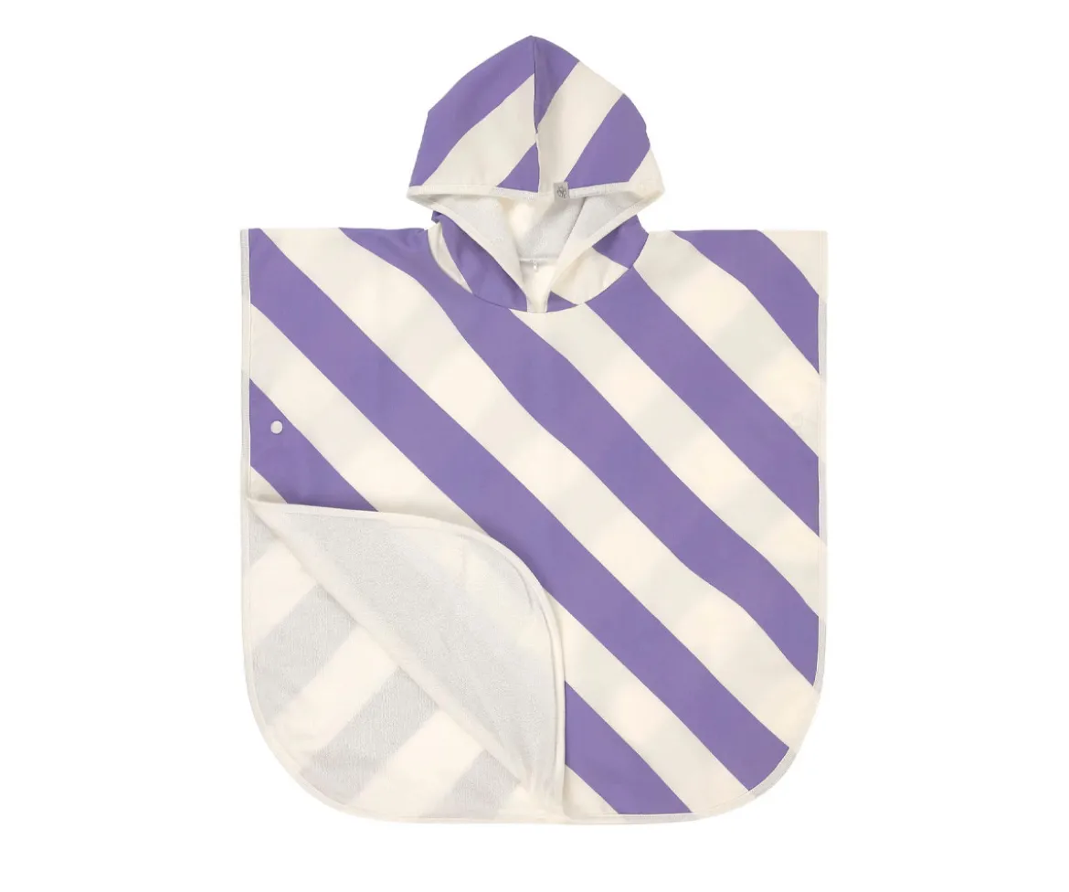 Poncho Baño Stripes Purple Sea Salt