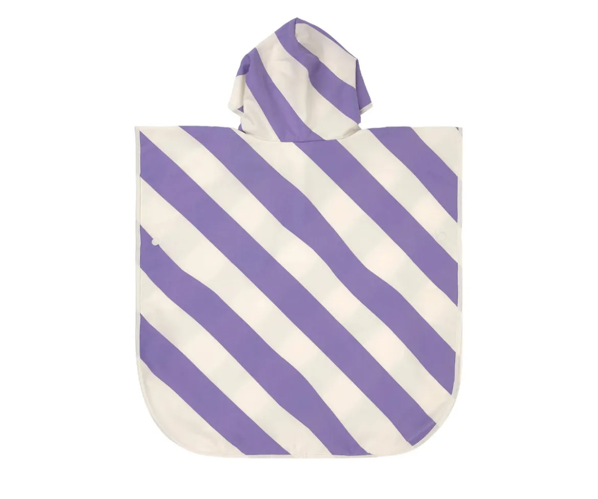 Poncho Baño Stripes Purple Sea Salt
