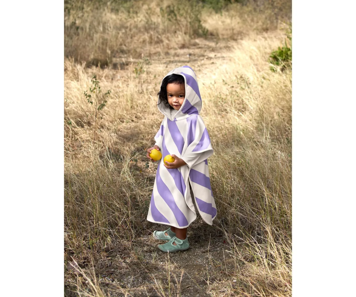 Poncho Baño Stripes Purple Sea Salt