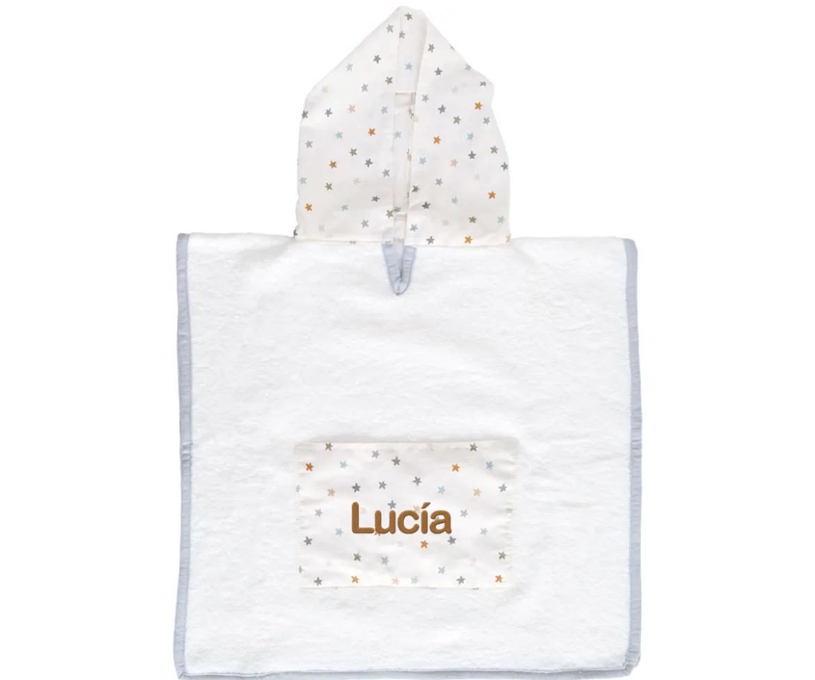 Poncho Little Stars Blue Personalizable