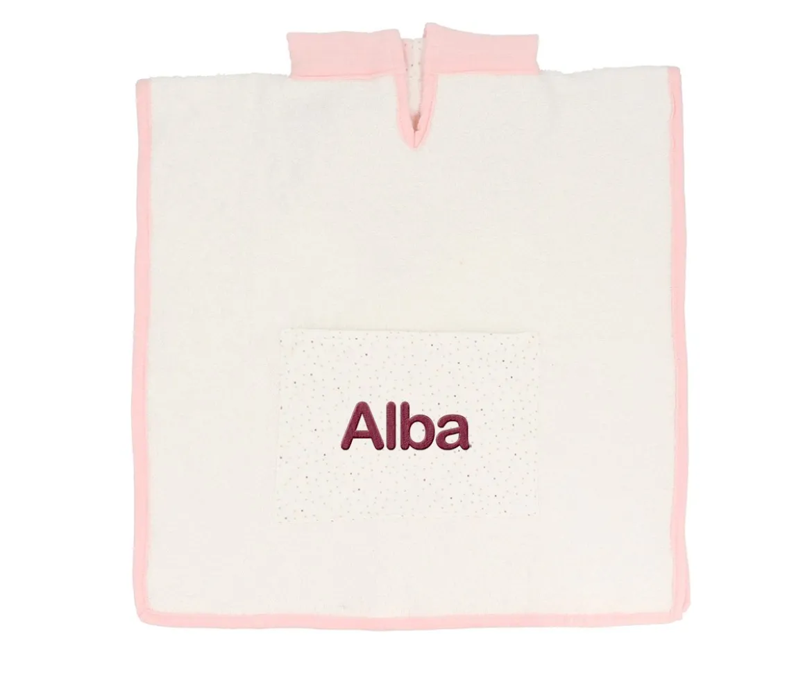 Poncho Rainbow Dots Rosa Personalizable