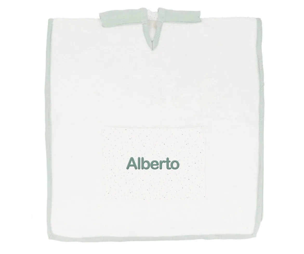 Poncho Rainbow Dots Verde Personalizable