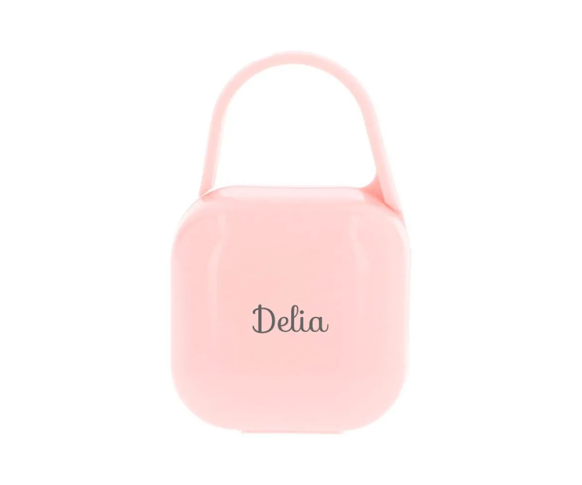 Portachupetes Square Personalizado Rosa Tiza