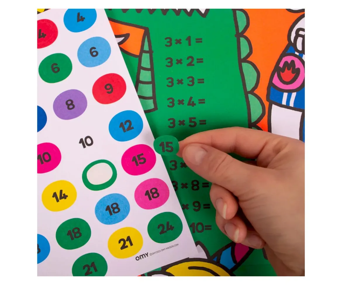 Poster XL Omy School Tablas de Multiplicar + Pegatinas