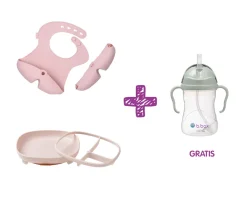 PROMO Babero y Plato Blush + Taza con Pajita Sage