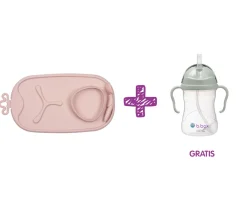 PROMO Bandeja Silicona Roll & Go con Cuchara Blush + Taza con Pajita Sage