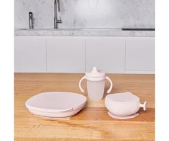 PROMO Plato y Cuenco de Silicona BLush + Taza con Pajita Sage