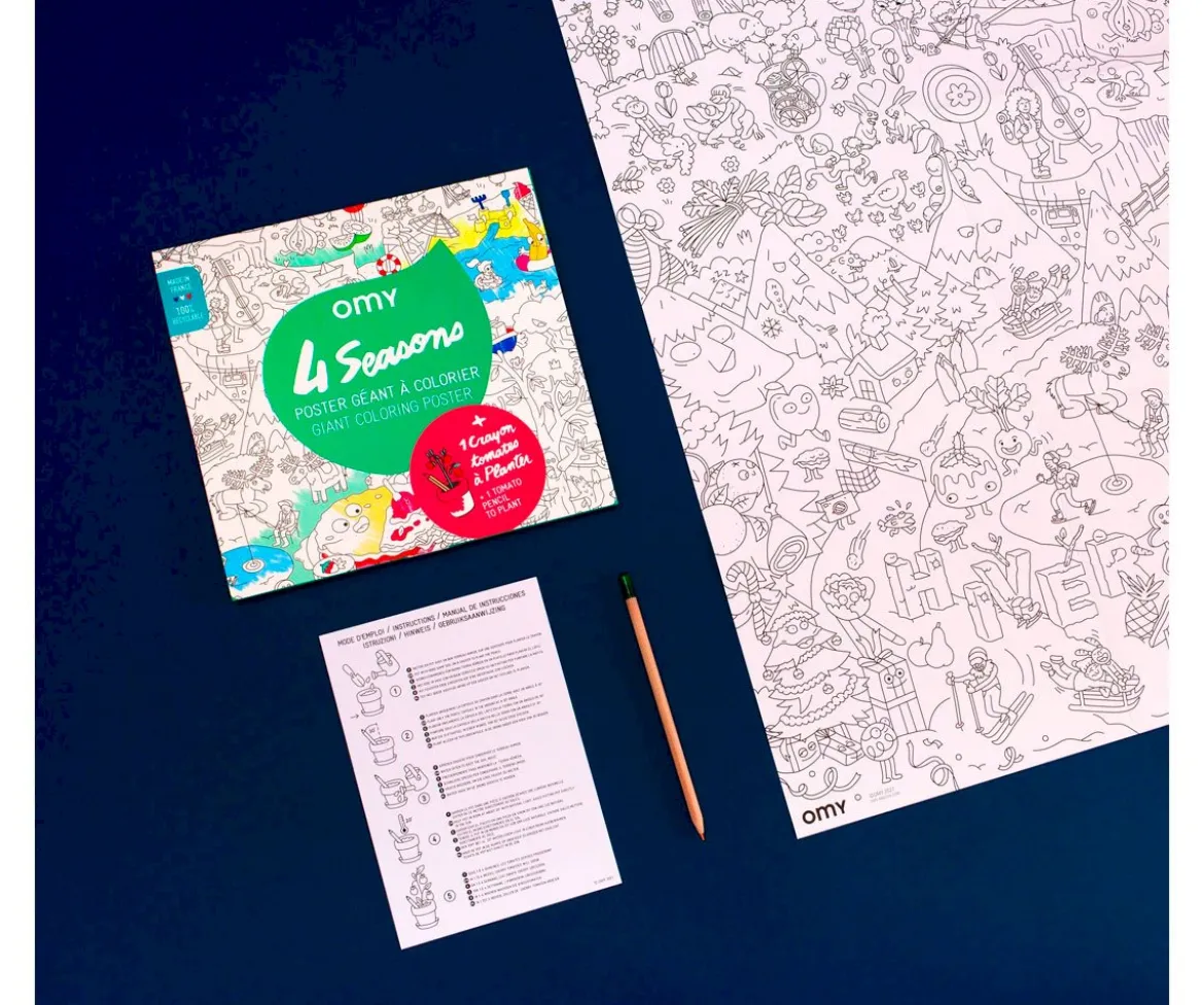 Póster XL Omy 4 Estaciones para Colorear+Pinturas