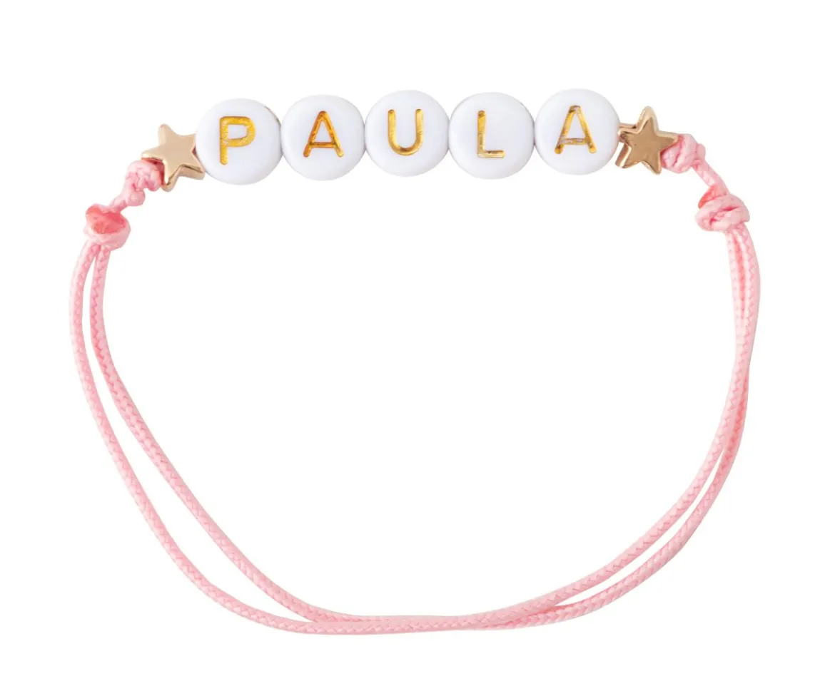 Pulsera Estrellas Doradas Personalizada Rosa
