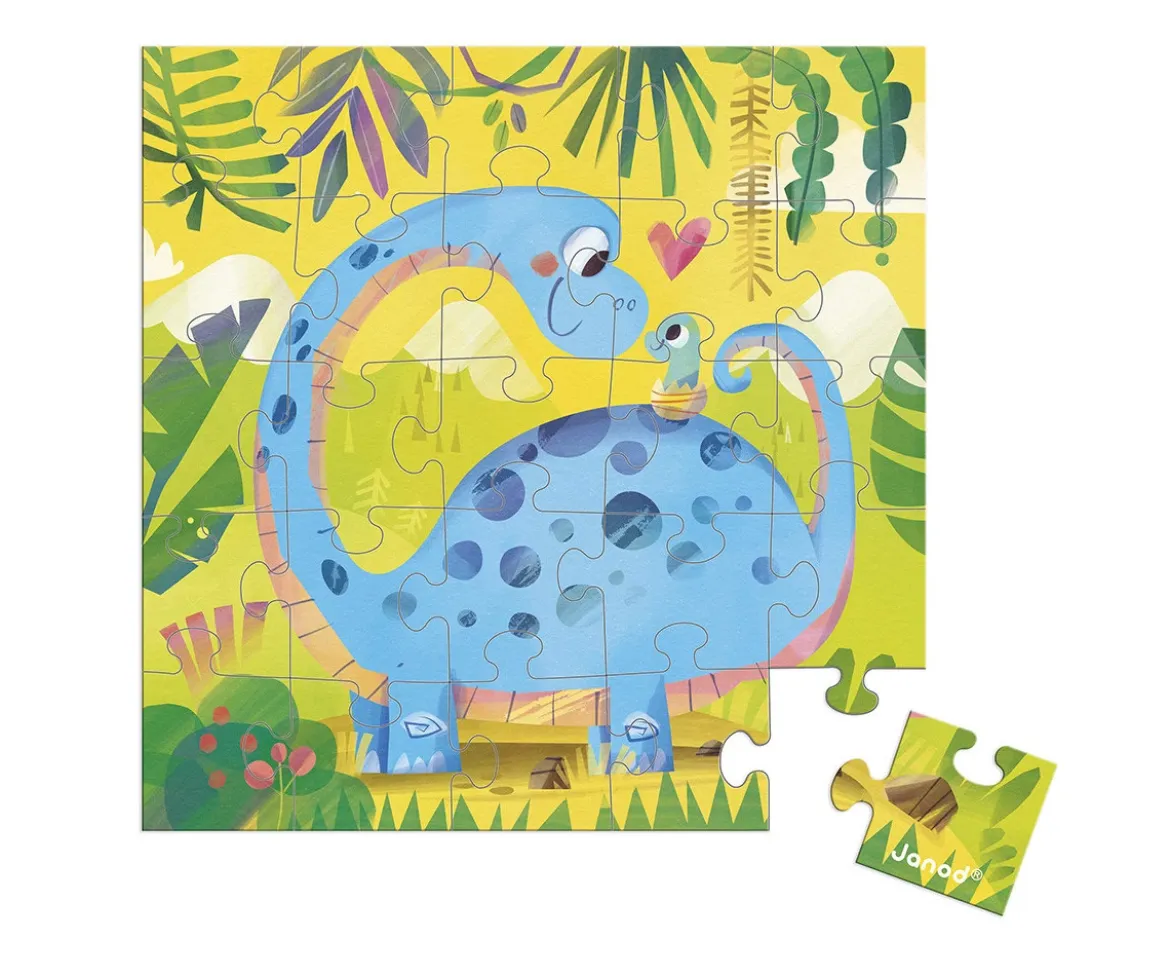 Puzzle con Tarjeta Mamá Dino y su Bebé