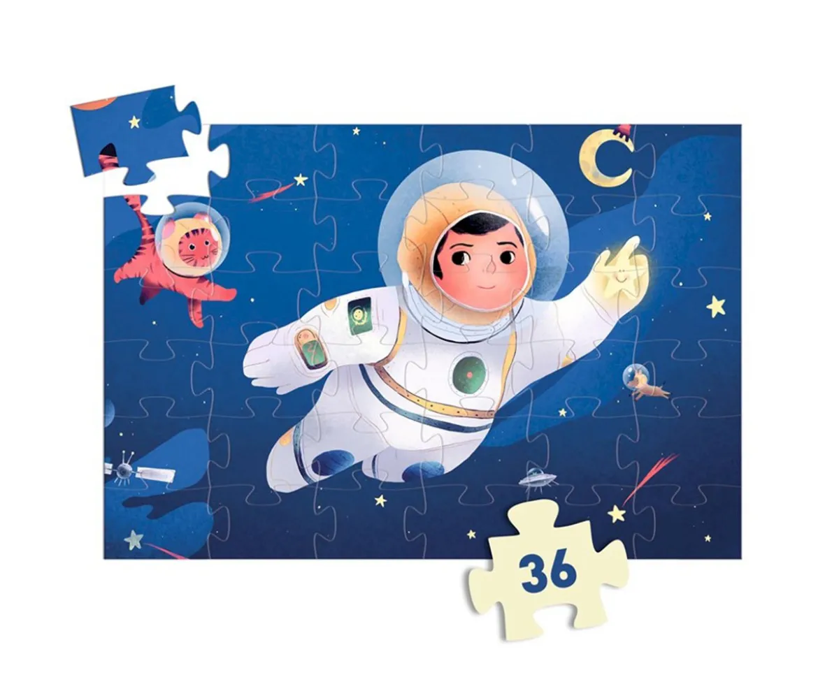 Puzzle Silueta Astronauta en La Luna