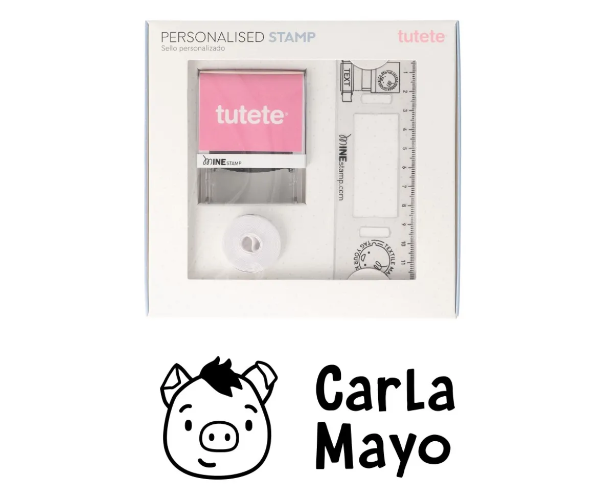 Sello Personalizado Cerdito + Cinta Blanca para Ropa Oscura