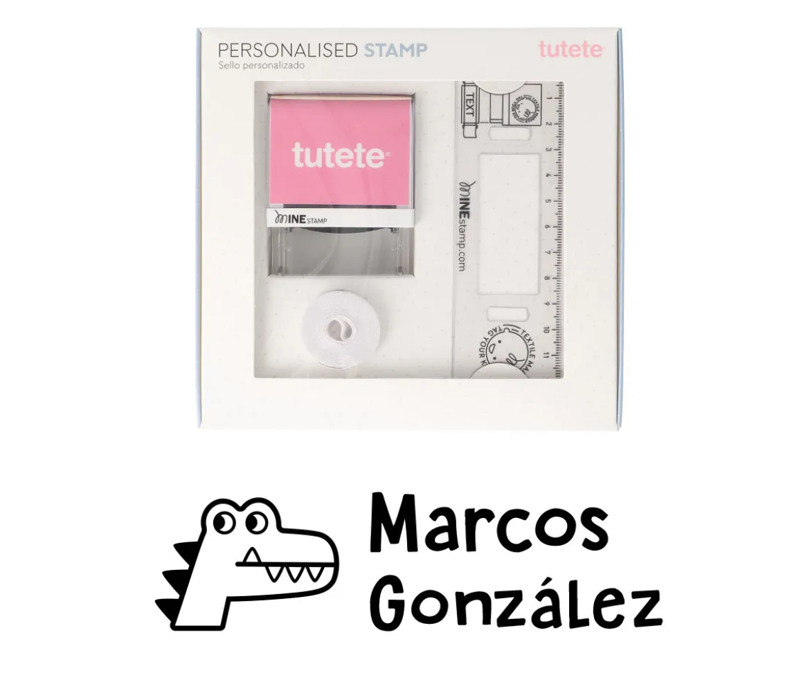 Sello Personalizado Cocodrilo + Cinta Blanca para Ropa Oscura