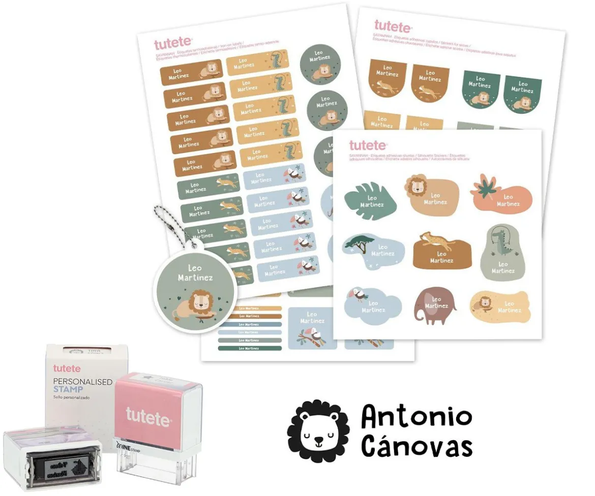Sello Personalizado + Combinado Termo y Pegatinas Savannah