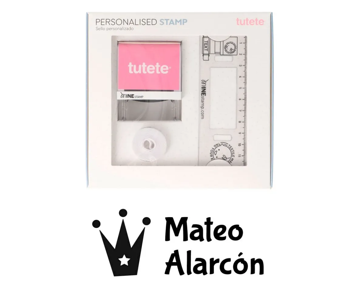 Sello Personalizado Corona Estrella + Cinta Blanca Ropa Oscura