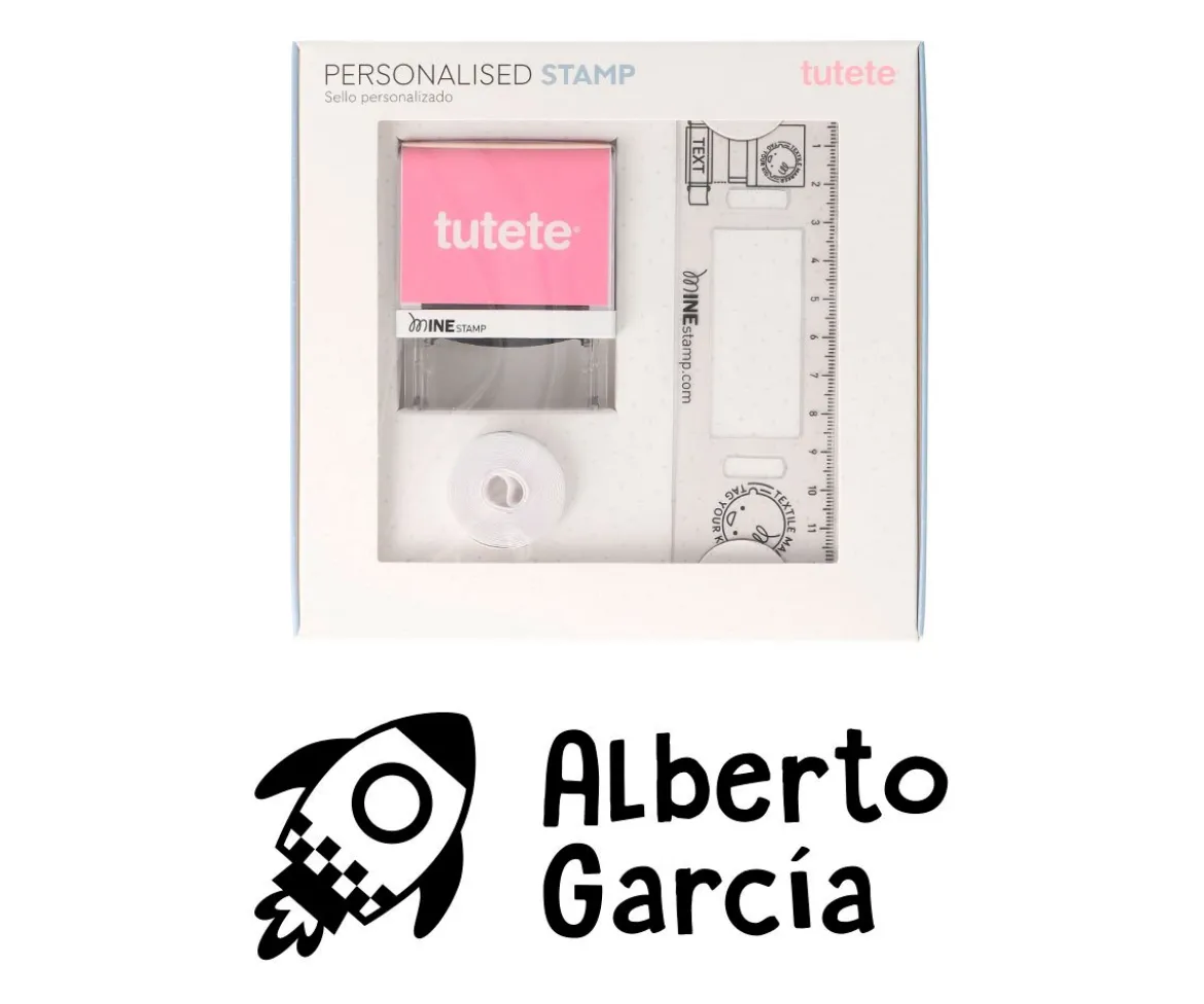 Sello Personalizado Espacio + Cinta Blanca para Ropa Oscura