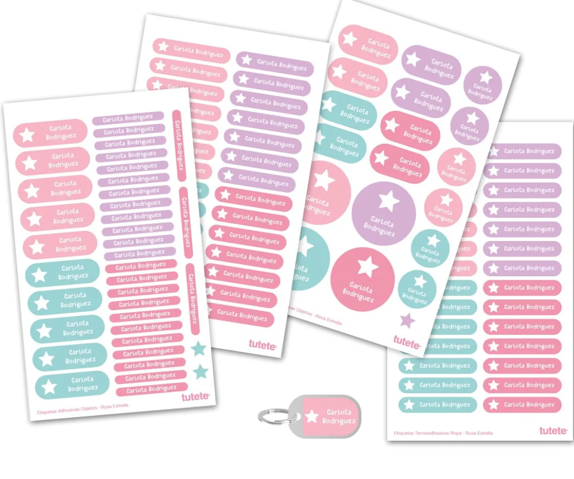 Sello Personalizado Gran Estrella + Combinado Termo y Pegatinas Rosa Estrella