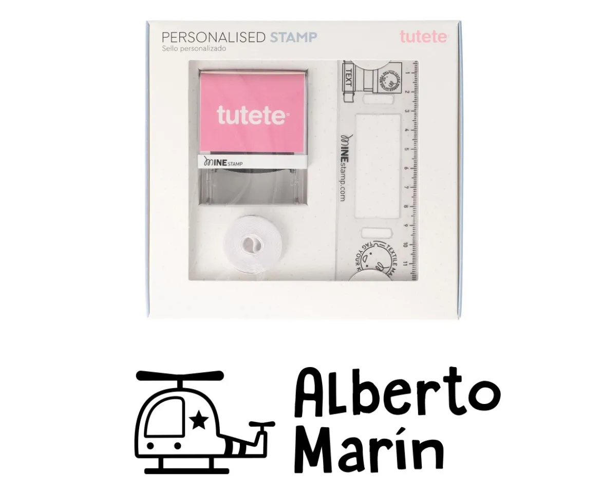 Sello Personalizado Helicóptero + Cinta Blanca para Ropa Oscura