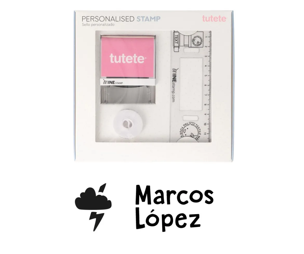 Sello Personalizado Nube con Rayo + Cinta Blanca para Ropa Oscura