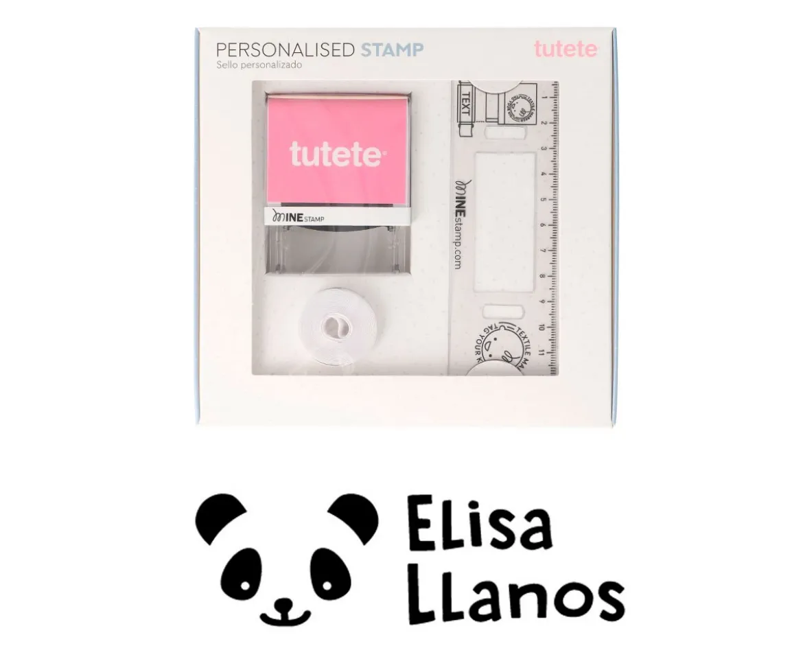 Sello Personalizado Panda + Cinta Blanca para Ropa Oscura