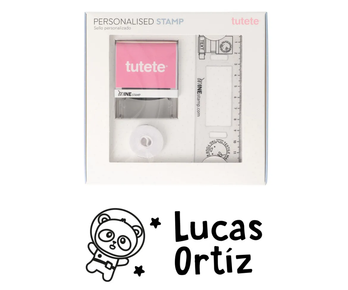 Sello Personalizado Panda in Space + Cinta Blanca para Ropa Oscura