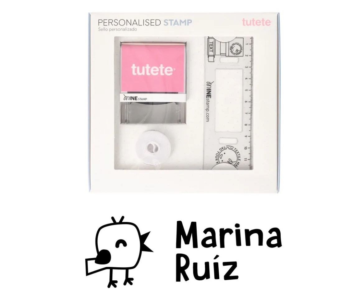 Sello Personalizado Pollito + Cinta Blanca para Ropa Oscura
