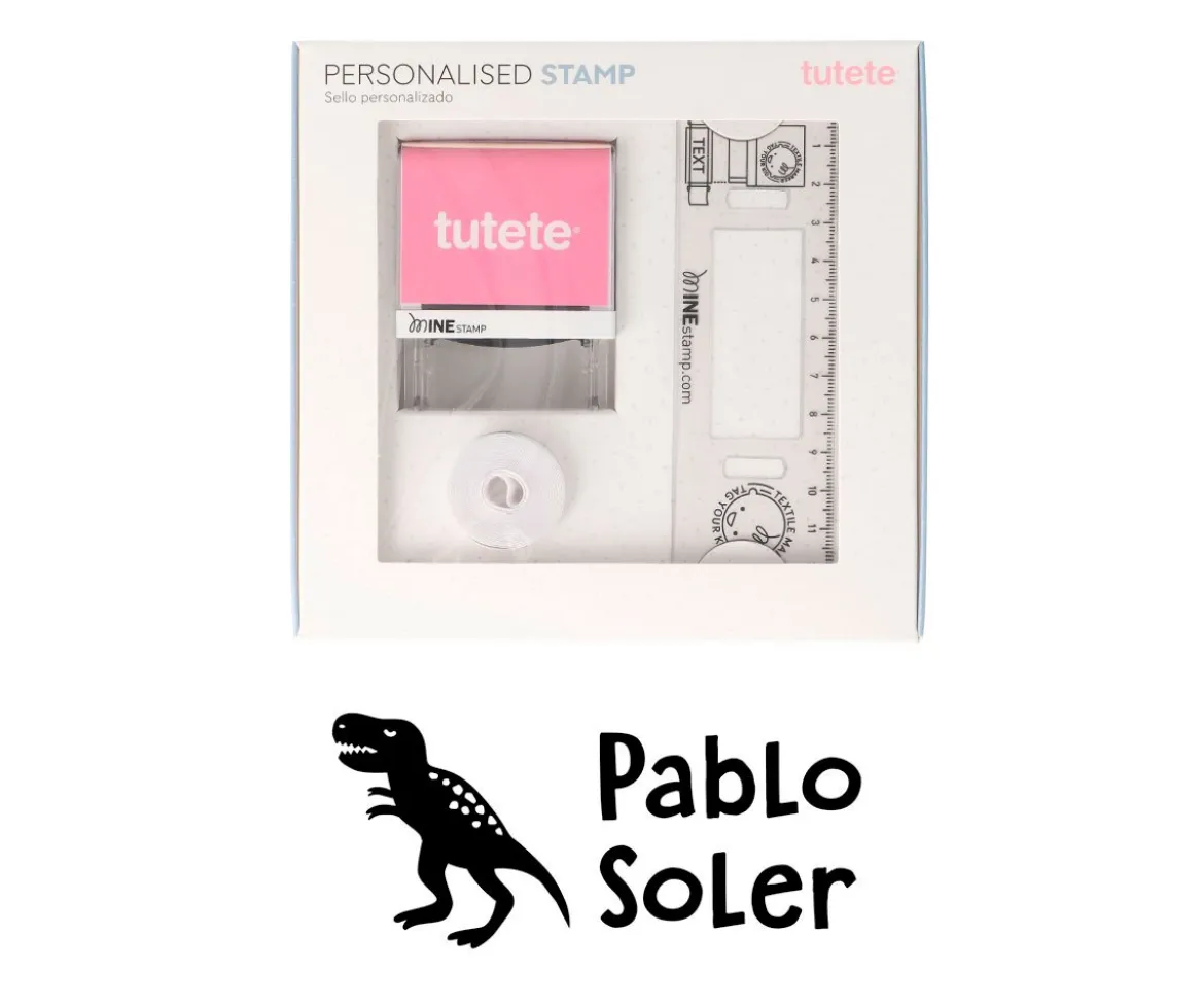 Sello Personalizado T-Rex + Cinta Blanca para Ropa Oscura