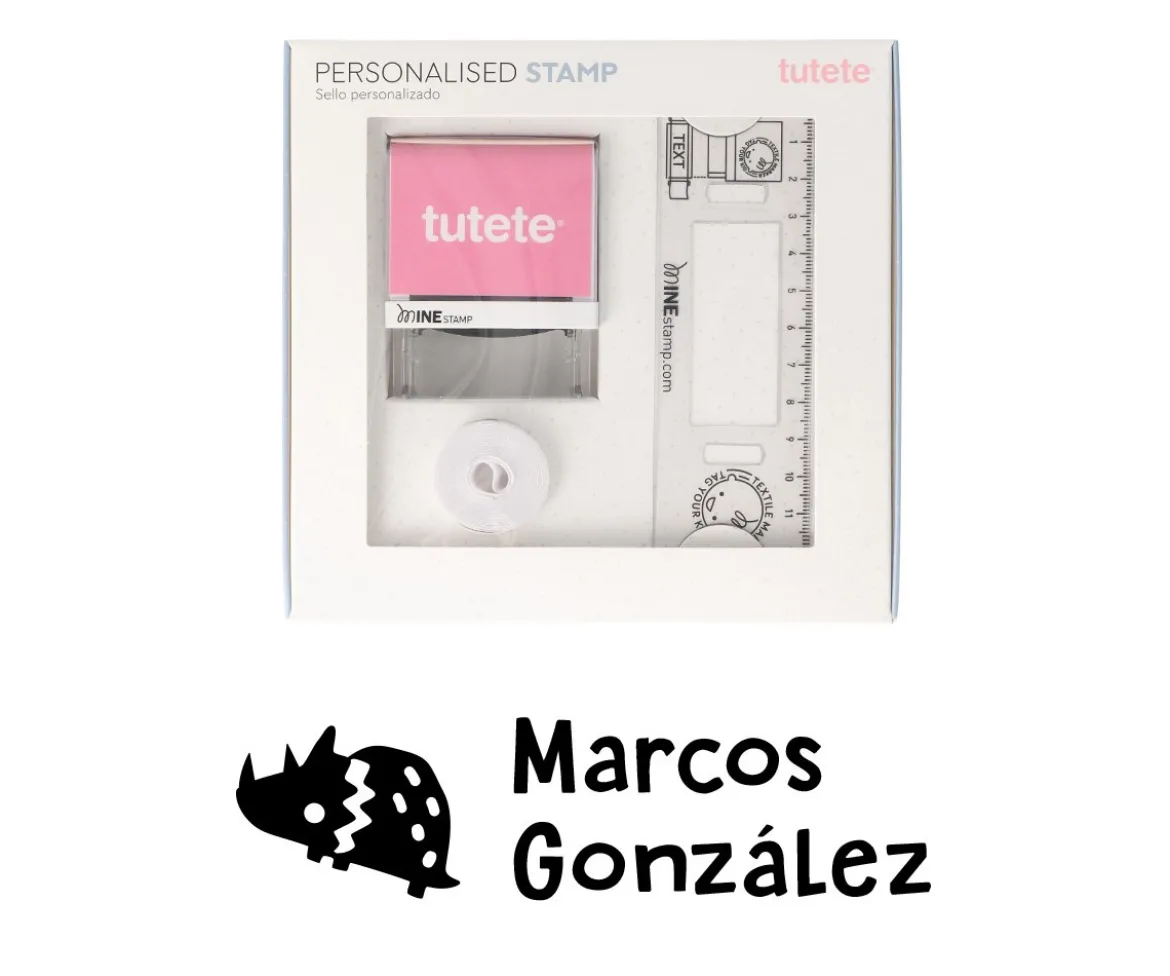Sello Personalizado Triceratops + Cinta Blanca para Ropa Oscura
