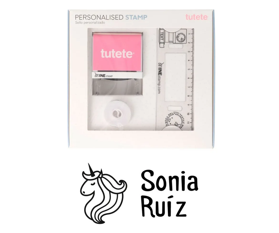 Sello Personalizado Unicornio + Cinta Blanca para Ropa Oscura