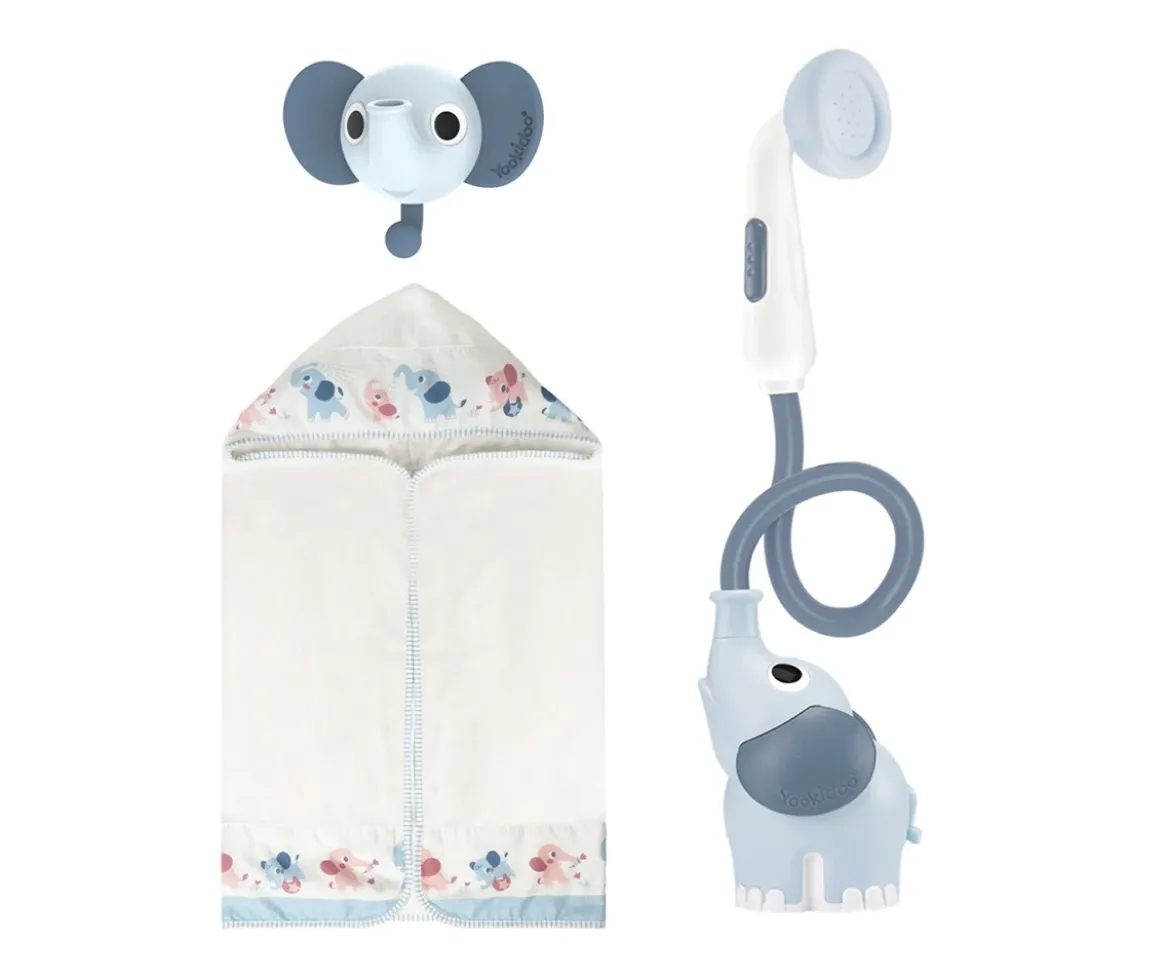 Set Baño Ducha Elefante y Capa Azul