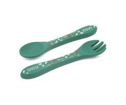 Set de Cuchara y Tenedor de Silicona Zorro
