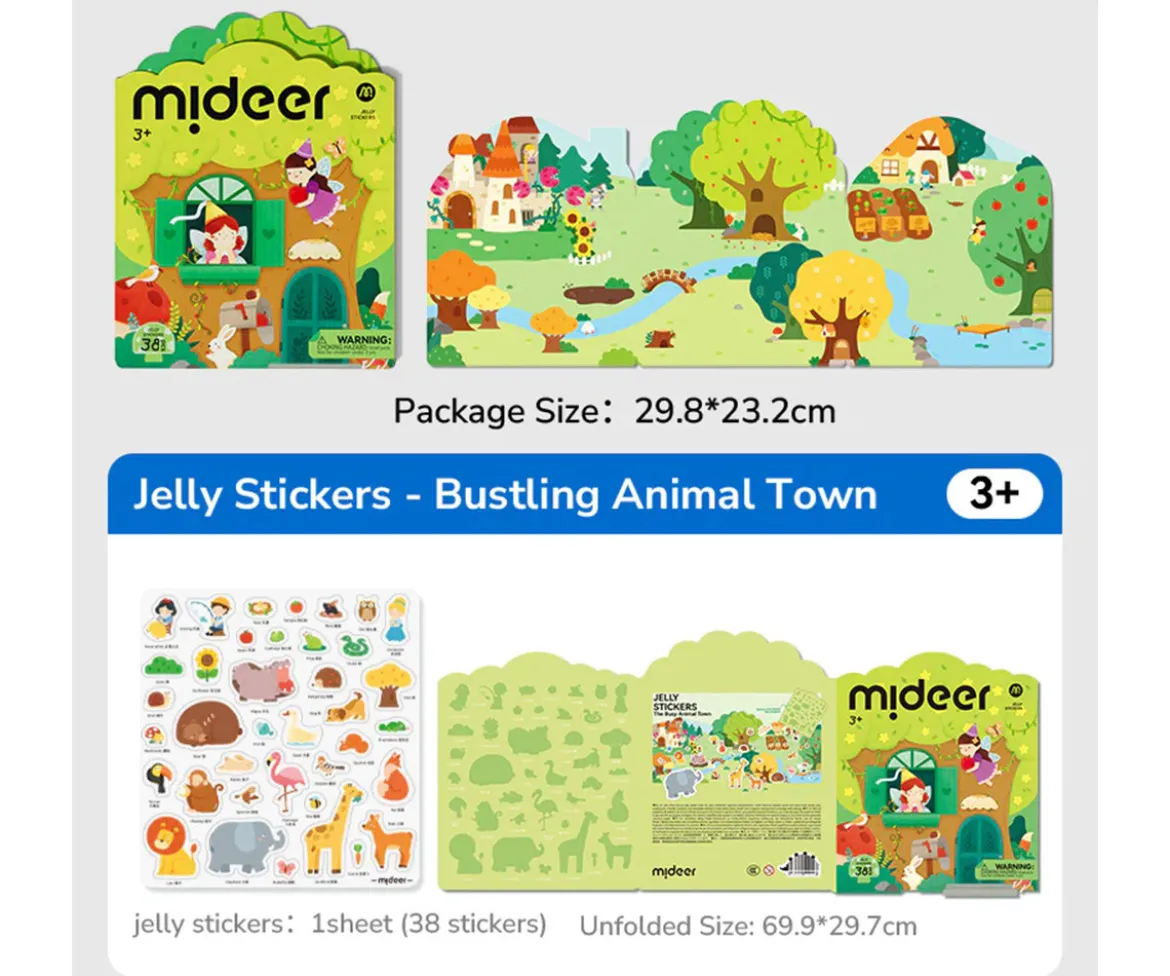 Set de Pegatinas de Gel Reutilizables Mideer Animales