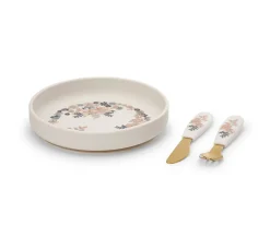 Set de Plato y Cubiertos de Silicona Blue Garden