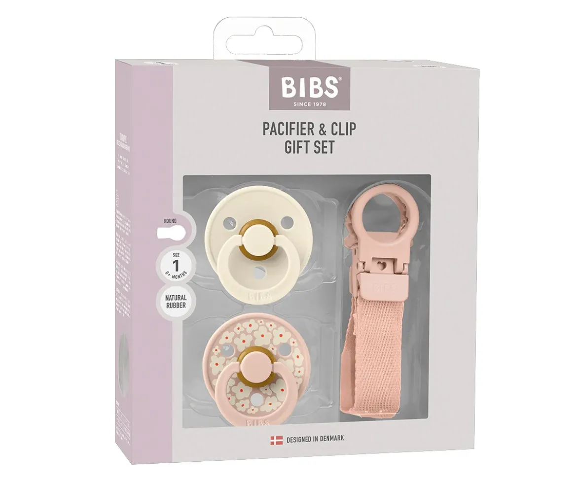 Set de Regalo BIBS Colour Chupete y Clip Loop Blush