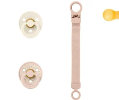 Set de Regalo BIBS Colour Chupete y Clip Loop Blush