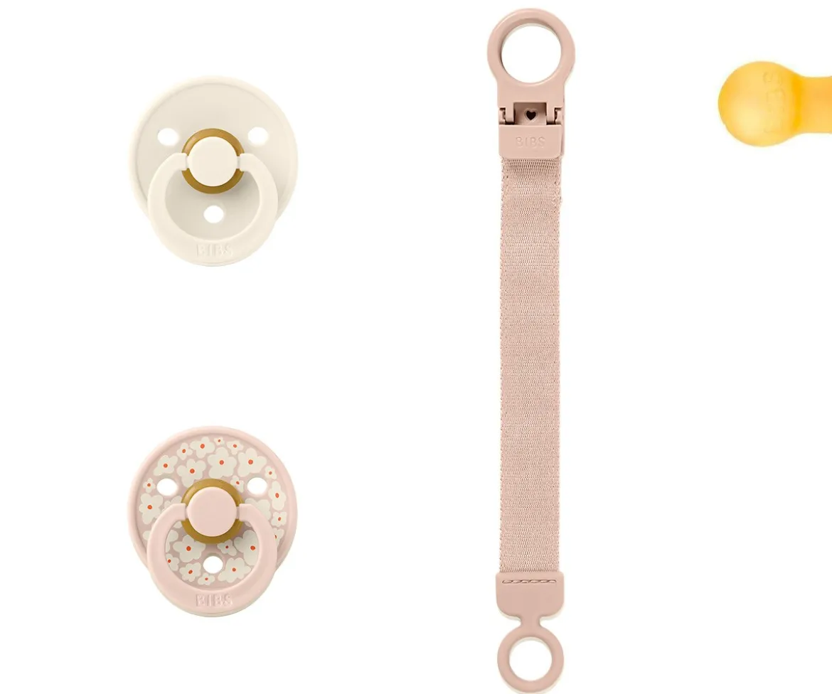 Set de Regalo BIBS Colour Chupete y Clip Loop Blush