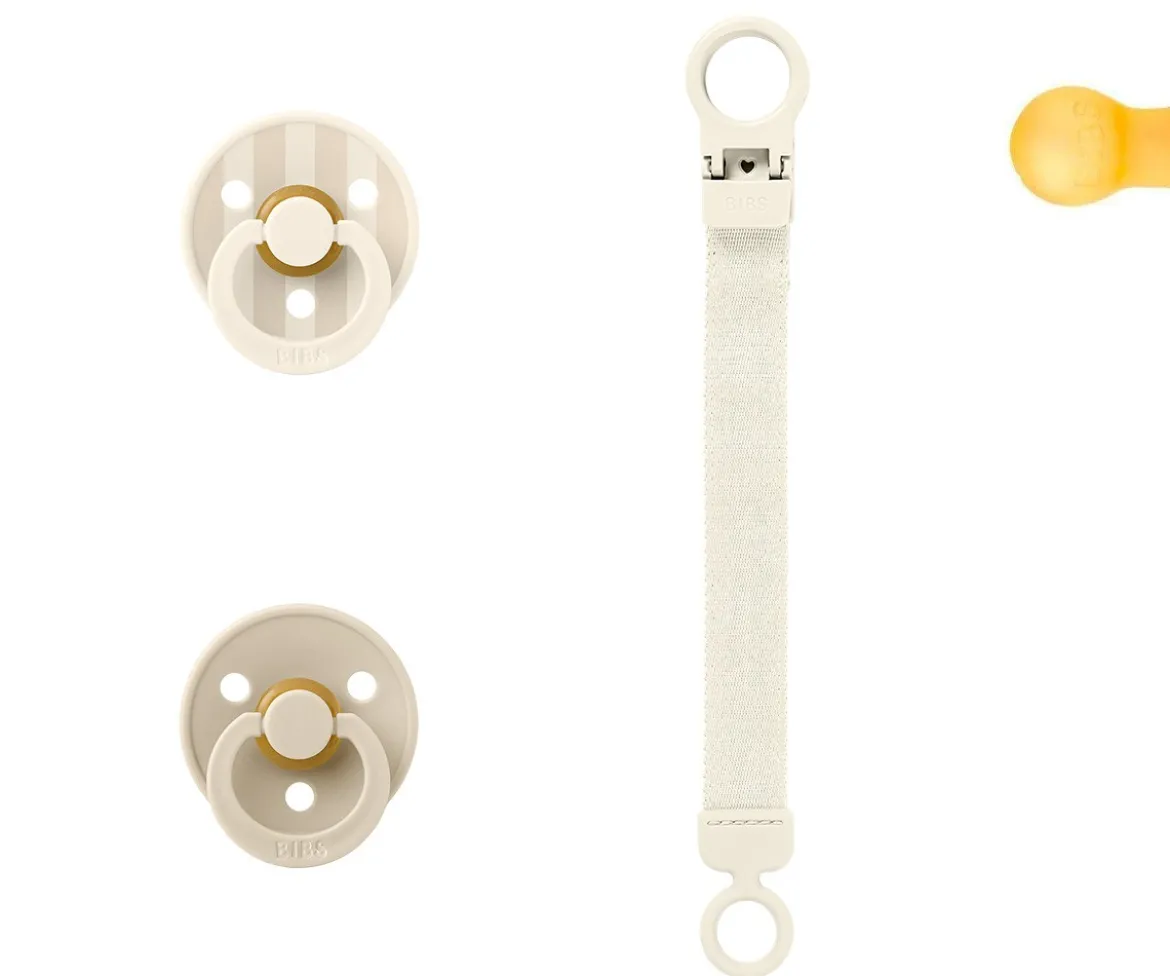Set de Regalo BIBS Colour Chupete y Clip Loop Ivory
