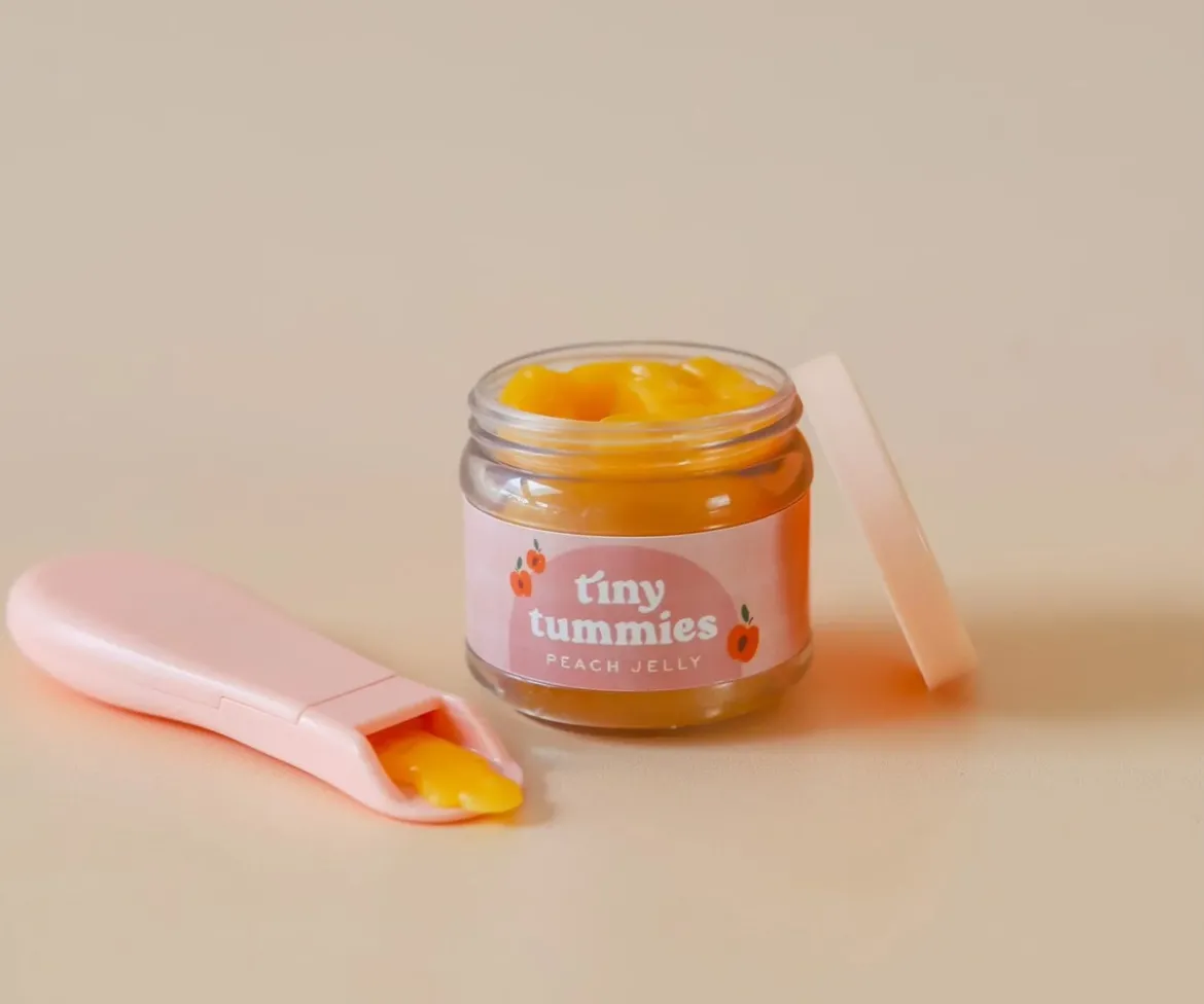Set de Tarro y Cuchara Tiny Tummies Peach Jelly Food