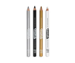Set 4 Lápices Finos Maquillaje Namaki Oro-Plata-Negro-Blanco