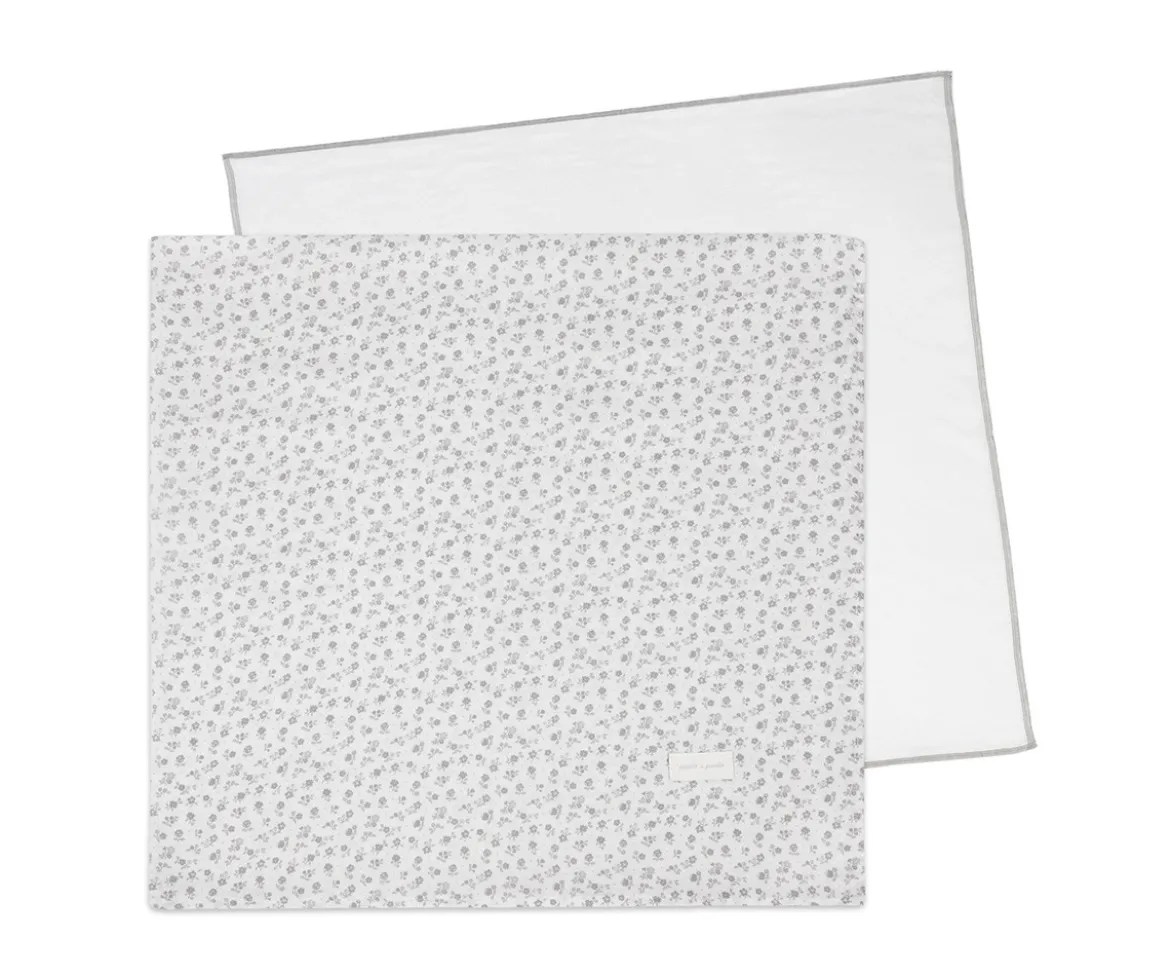 Set 2 Muselinas 70x70 cm Little Bloom Flor Gris