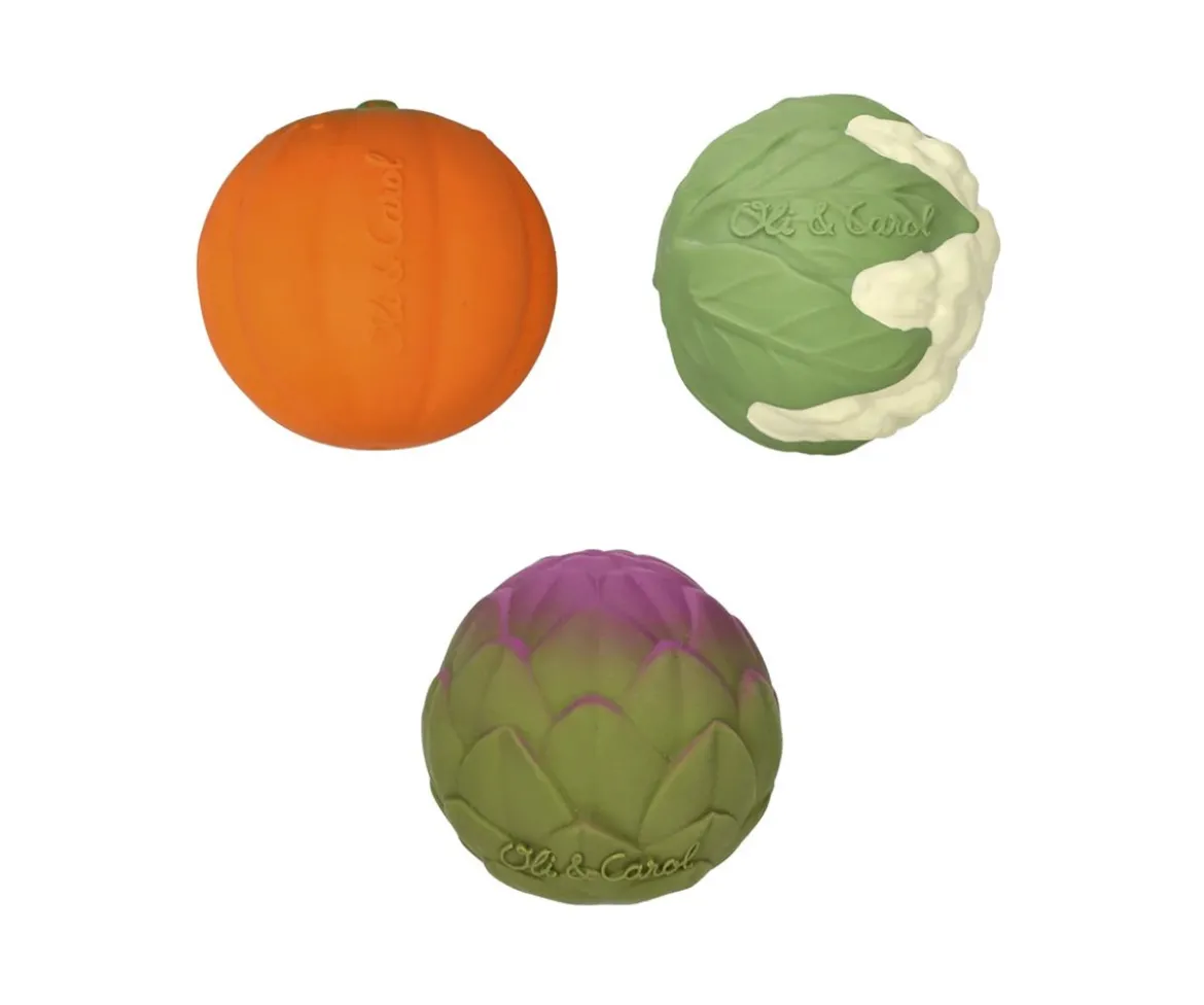 Set 3 Pelotas Sensoriales, Mordedor y Juguete de Baño Veggie Soup