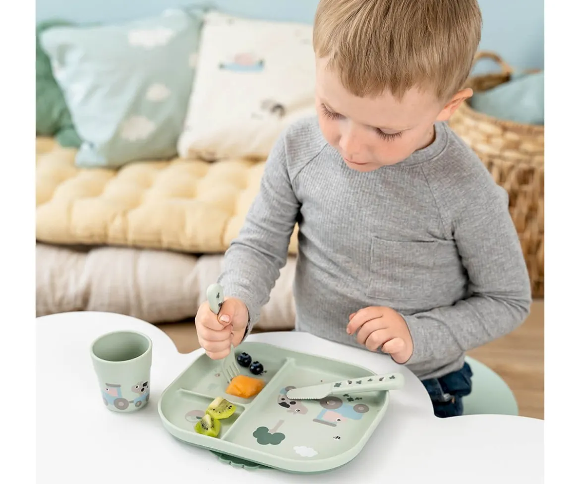 Set Vajilla con Ventosa Foodie Tiny Farm Green