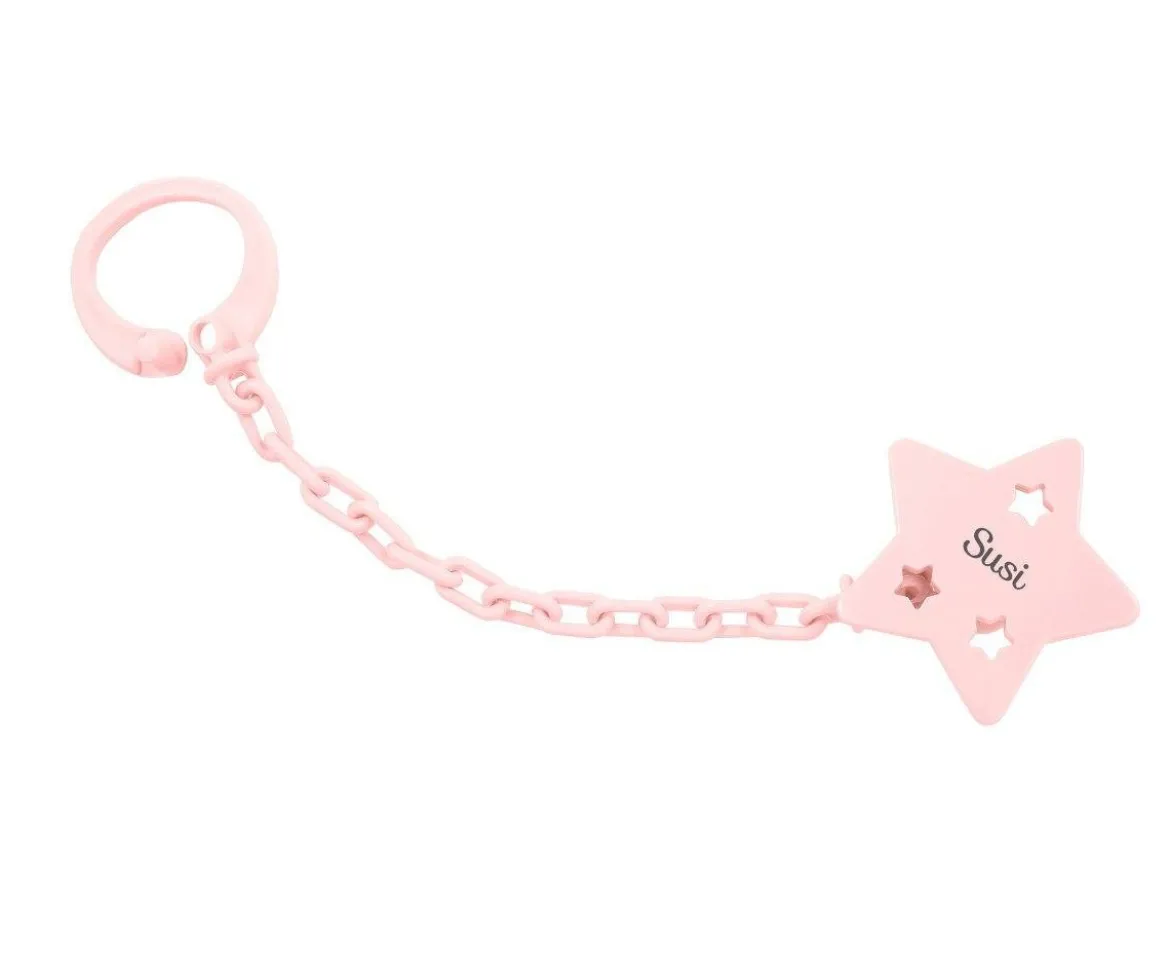 Sujetachupetes Personalizable Estrella Rosa Empolvado