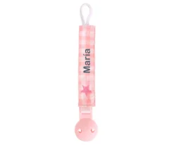 Sujetachupetes Personalizado Vichy Star Rosa