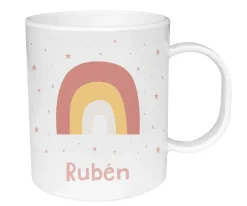 Taza de Plástico Personalizada Arcoíris Rosa