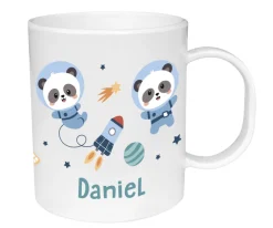 Taza de Plástico Personalizada Pandas in Space