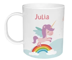 Taza de Plástico Personalizada Unicornio Arcoíris