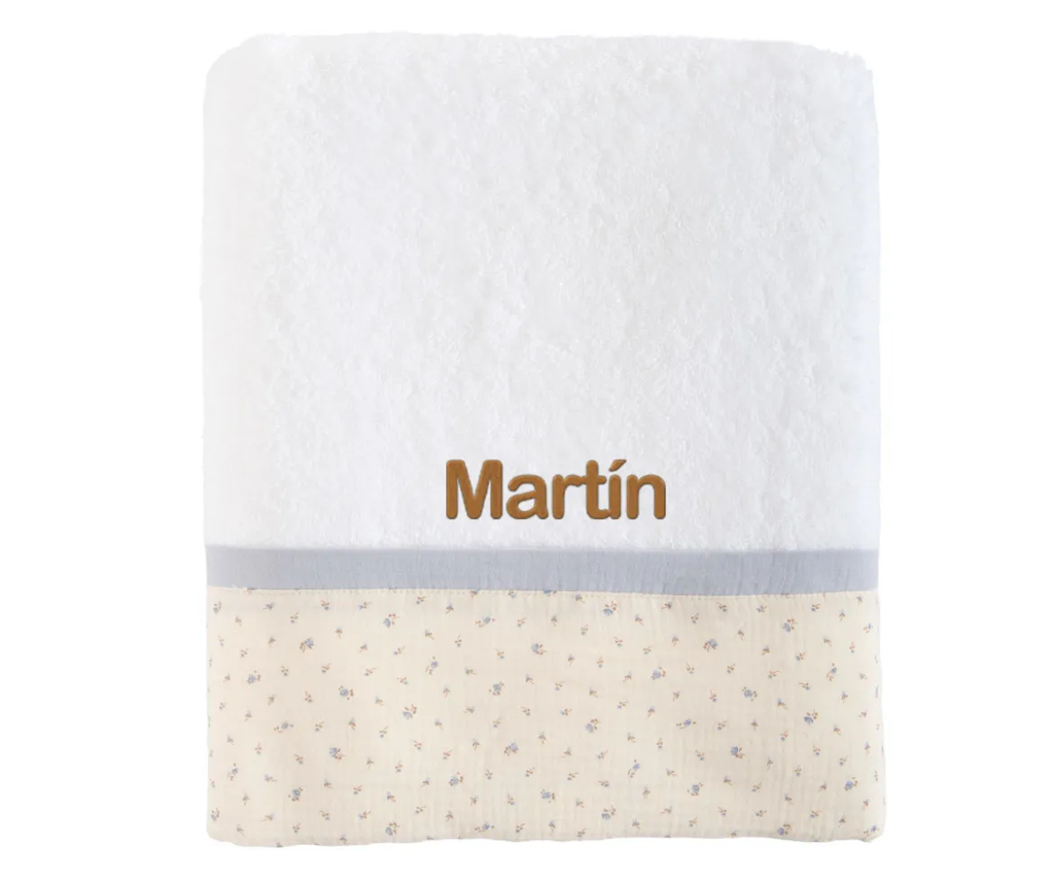 Toalla de Baño Flor Azul Personalizable
