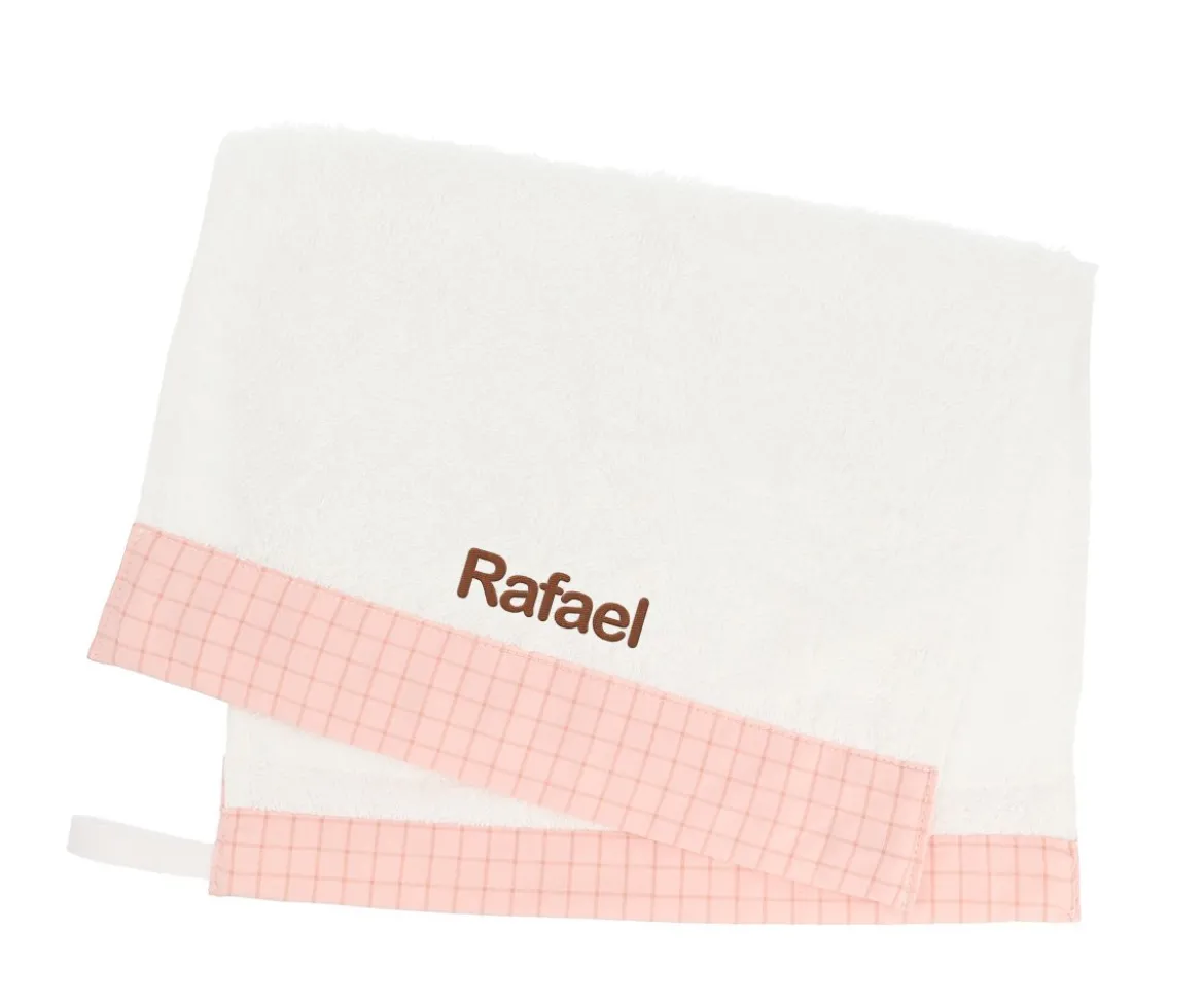 Toalla Guardería Nordic Check Blush Personalizable